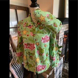 Kermit Frog Flannel Pajama Set The Muppets 100% Cotton - M